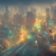 A misty cityscape designed by AI.