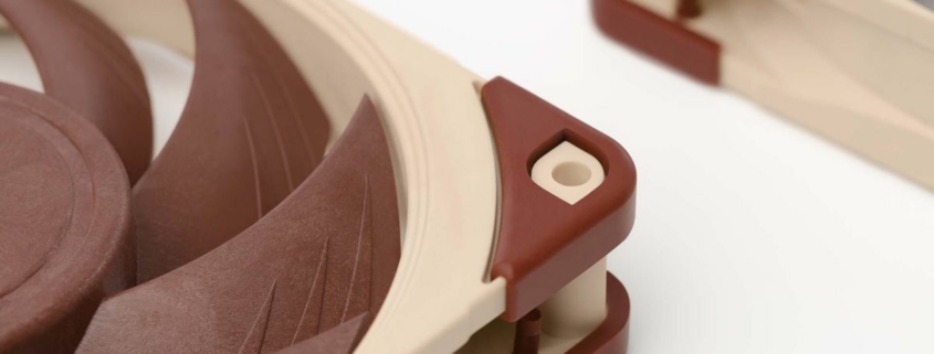 Image of Noctua NF-A12x25 fans zoomed in close.