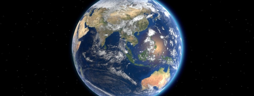 Earth seen from space 3D rendering