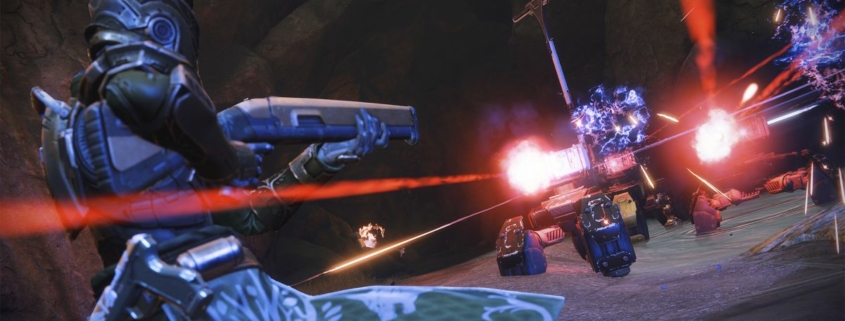 A Titan attacks a Cabal turret.