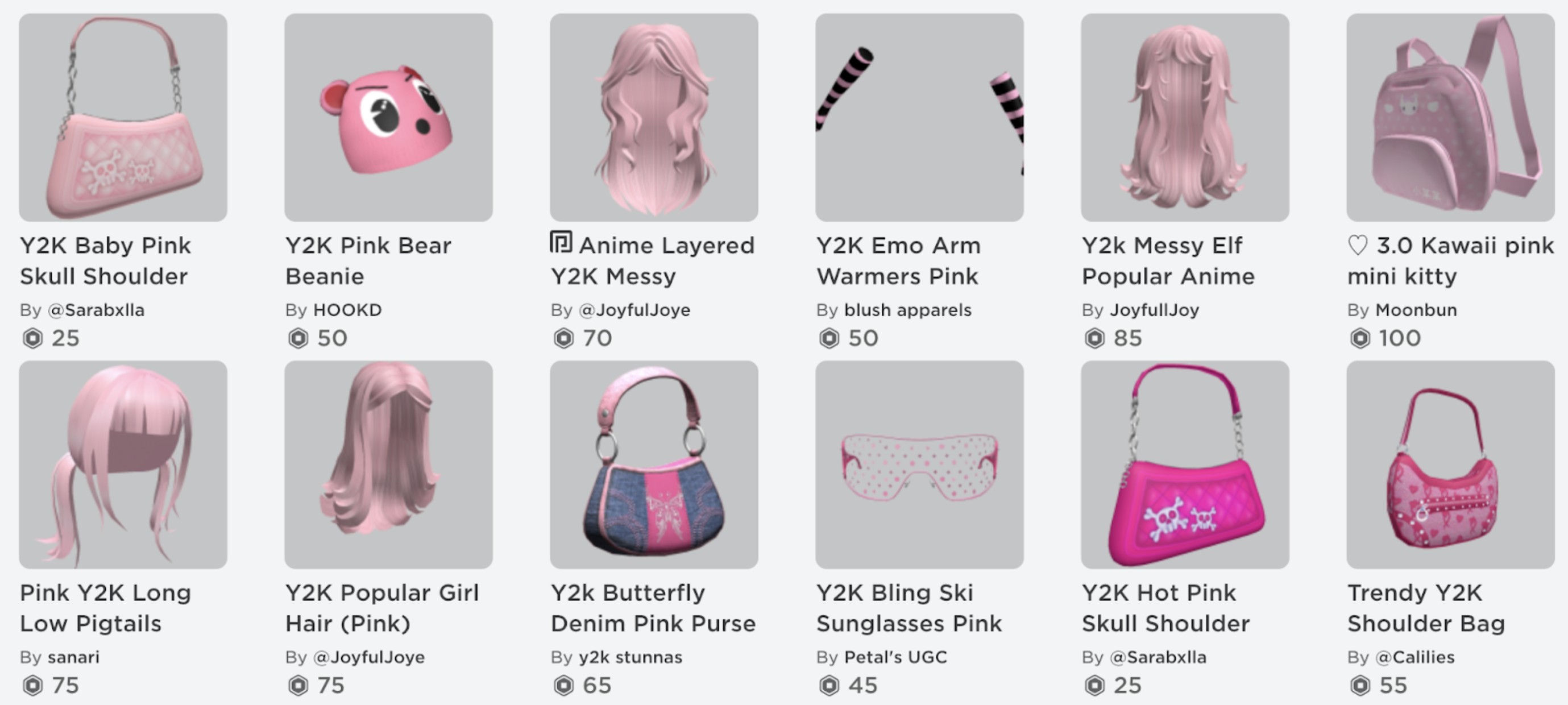 Roblox's Y2K avatar shop