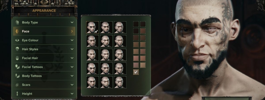 Character customization screen