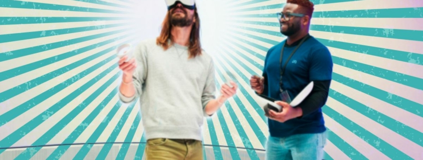 Jesus using a VR headset.