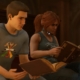 Peter Parker and The Hunter sit next to each other, reading.