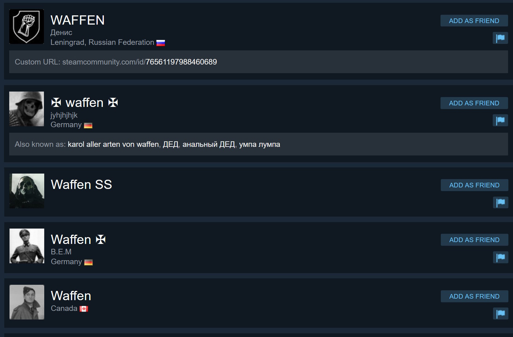 Nazi content on Steam