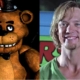 Freddy Fazbear next to Matthew Lillard