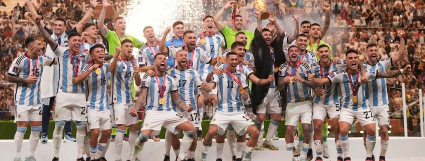 Argentina lifting the world cup.