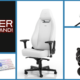 An image showing the gaming chair, mouse, keyboard, and microphone available in the Winter giveaway.