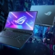 The Asus ROG strix scar looking very cyberpunk.