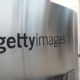 Close-up of logo on sign at the regional office of media licensing company Getty Images in downtown Los Angeles, California, October 24, 2018.