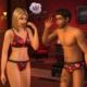 The Sims 4 kit Simtimates collection - two sims wearing plack undergarments with red hearts on them