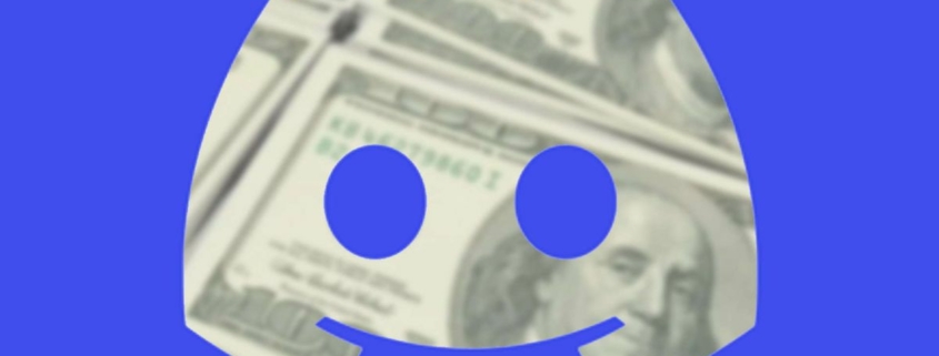 Discord logo superimposed onto a background of $100 bills