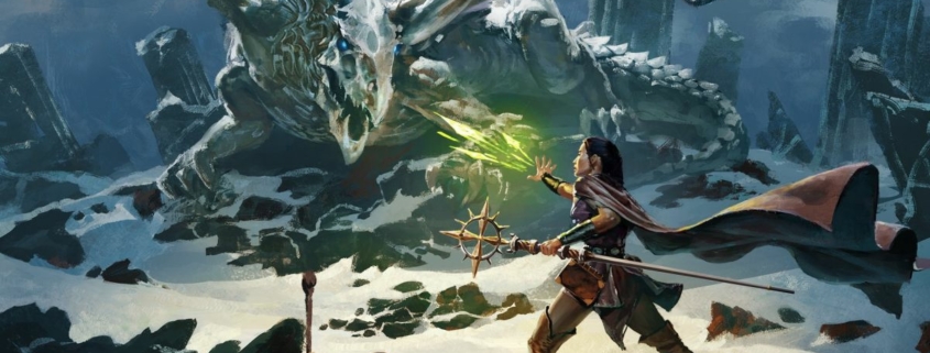 Art of Dungeons & Dragons adventurers fighting a dragon.