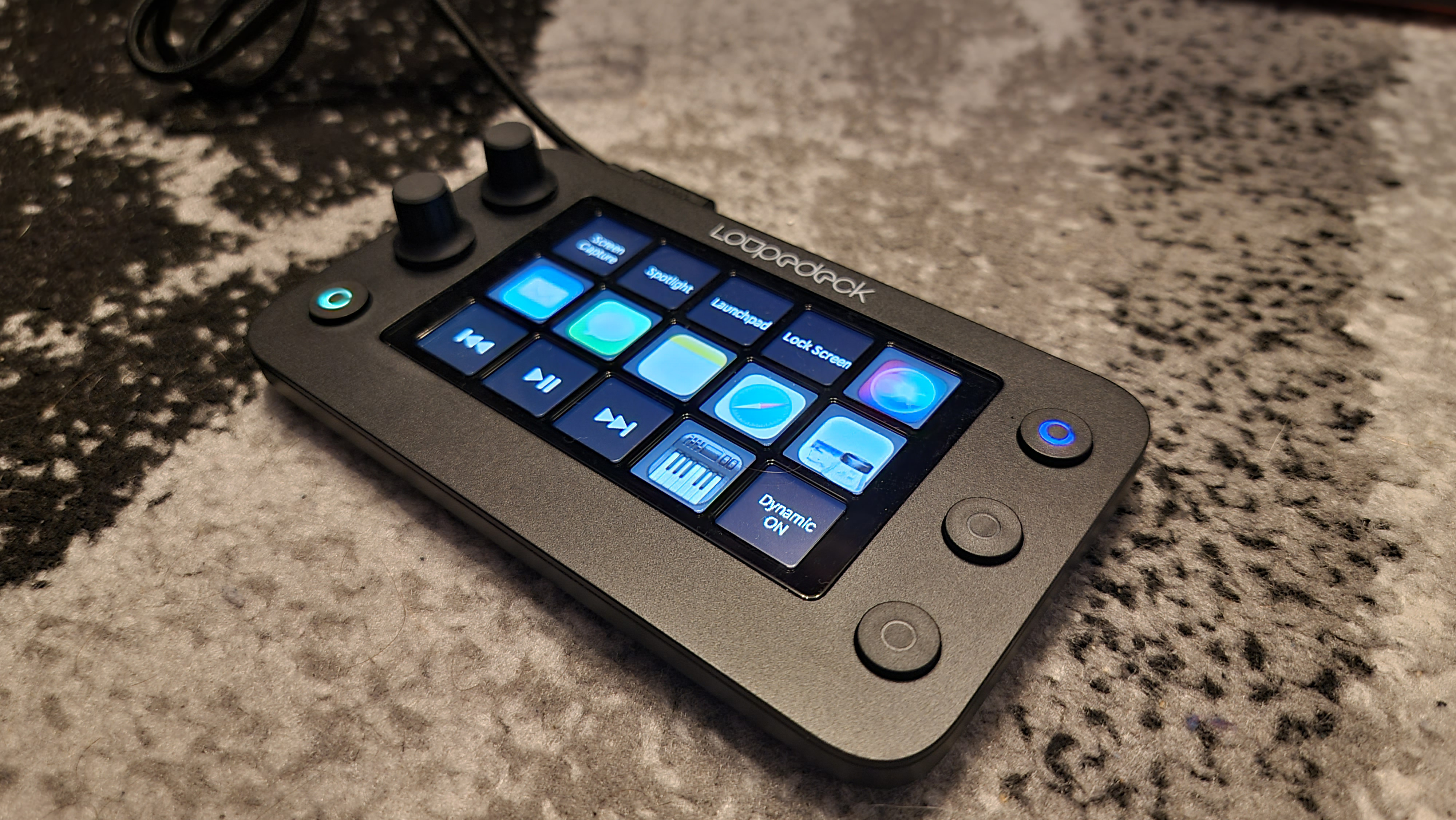 Loupedeck Live S set up on a countertop.