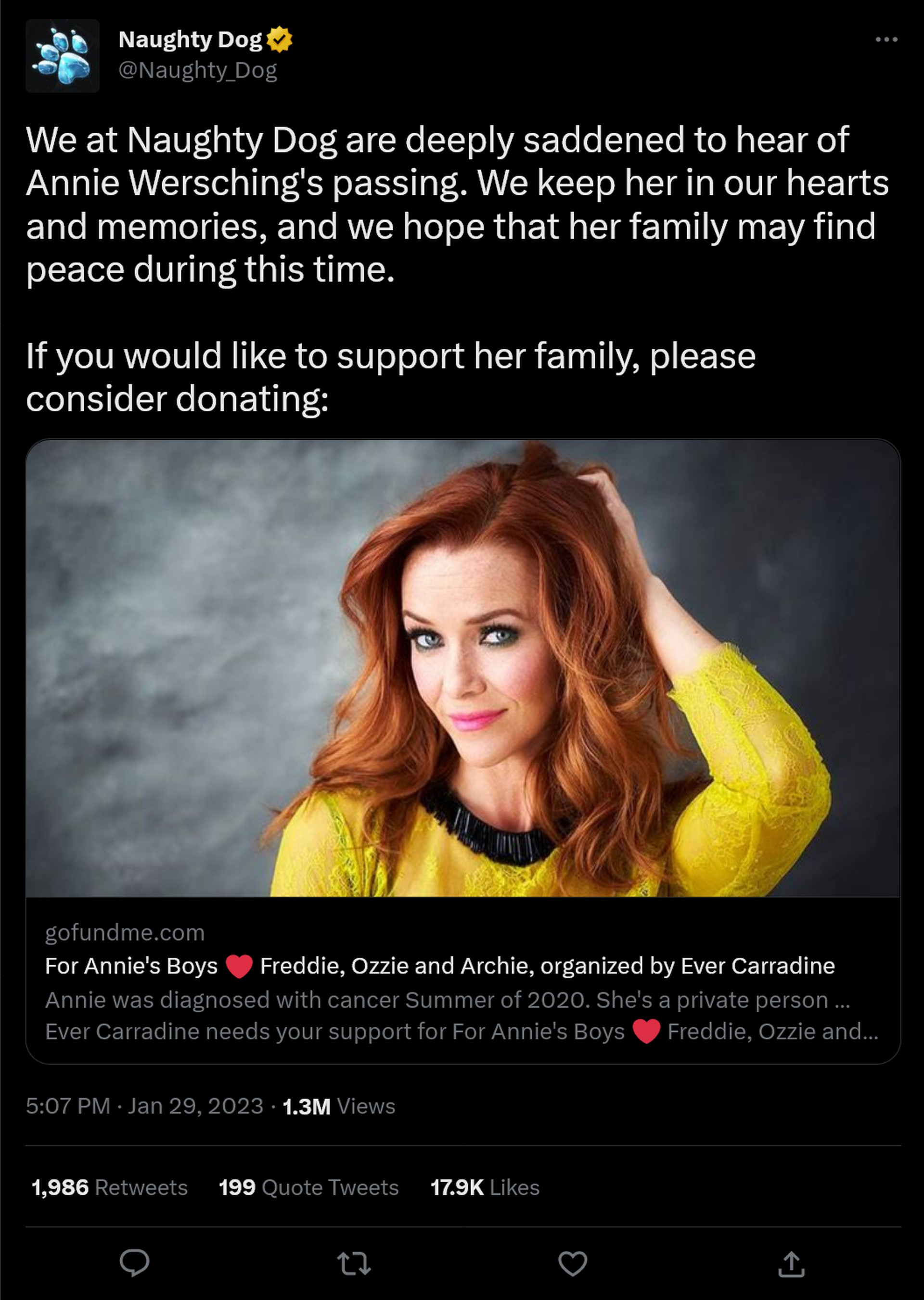 Annie Wersching tribute tweet