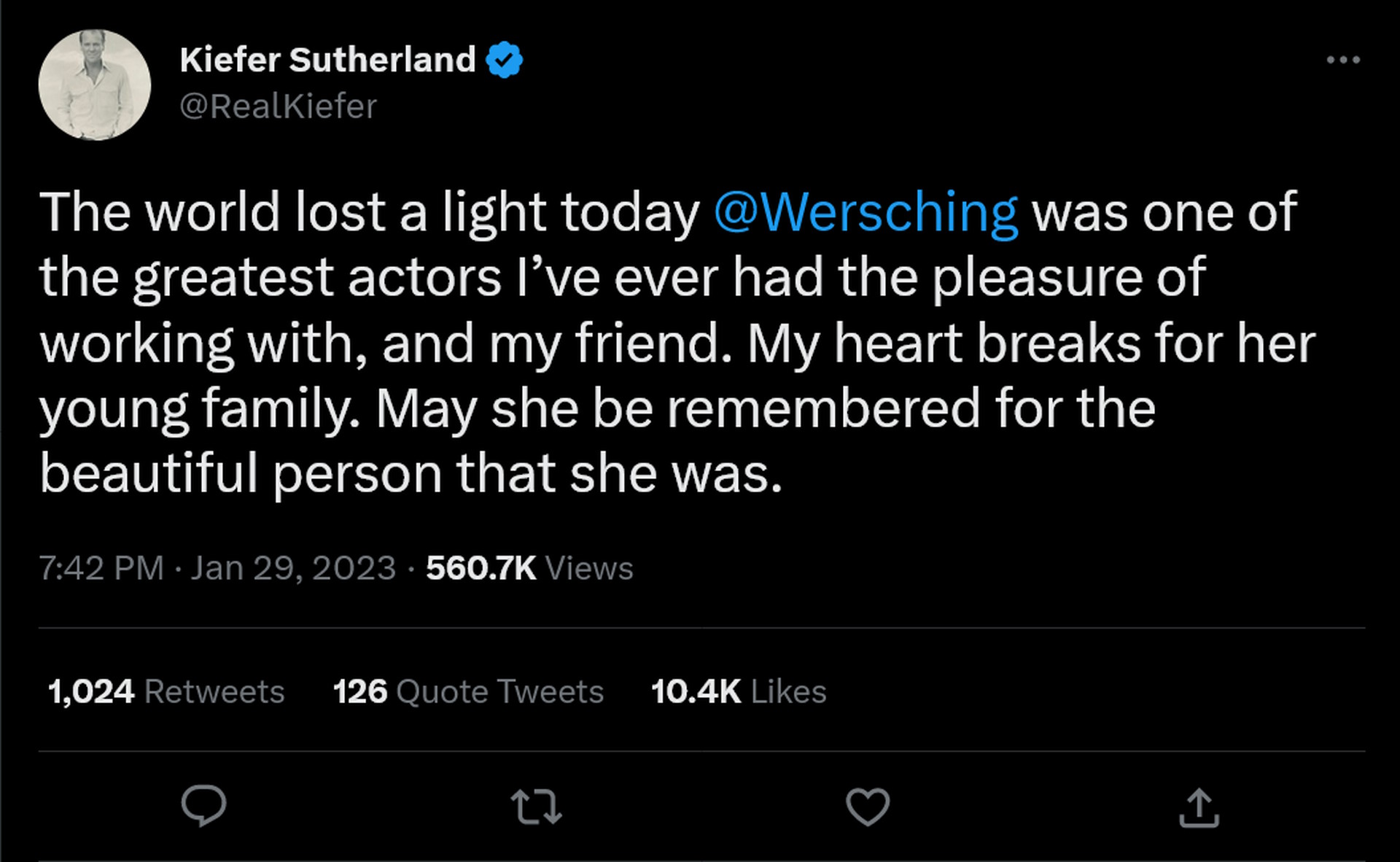 Annie Wersching tribute tweet