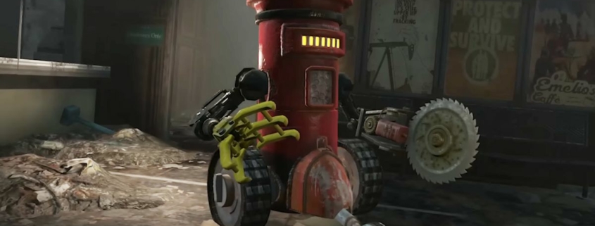 Postbox robot with weapons