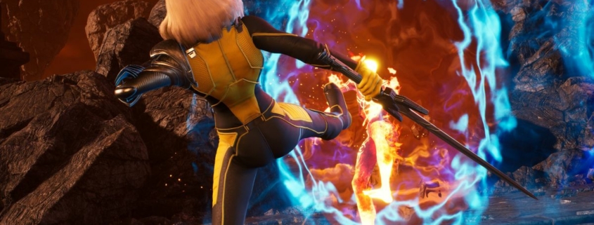 Magik kicks an enemy into a portal