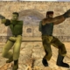 Two players posing with their guns in the original Counter-Strike.