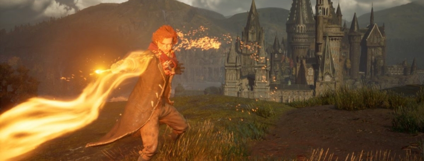 hogwarts legacy wizard casts fire spell