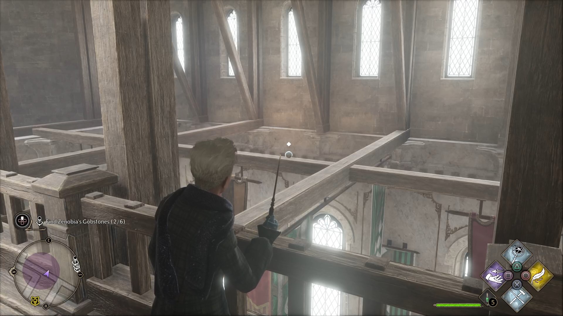 Hogwarts Legacy Gobstone location in Central Hall rafters