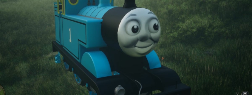 Thomas the Tank Engine in Hogwarts Legacy, tootling about.