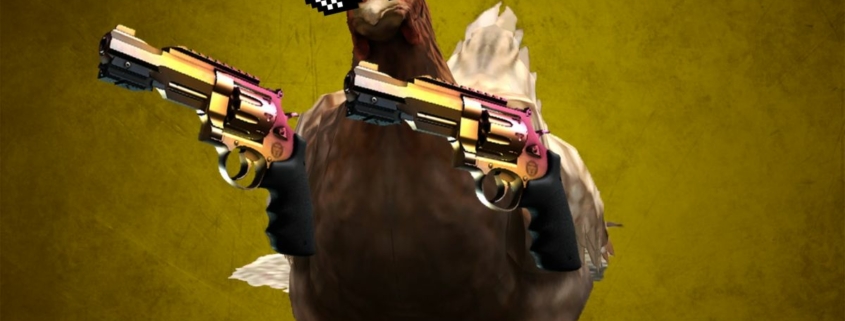 A Counter-Strike chicken with guns.