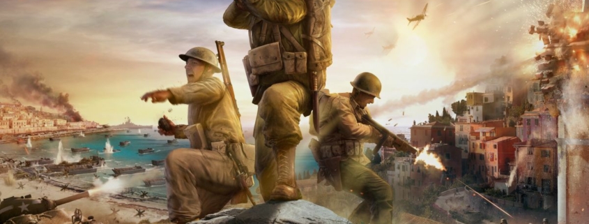 Key art containing a trio of soldiers