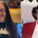 A side-by-side image of John Romero, who is throwing up the sign of the horns, and Mabel Addis