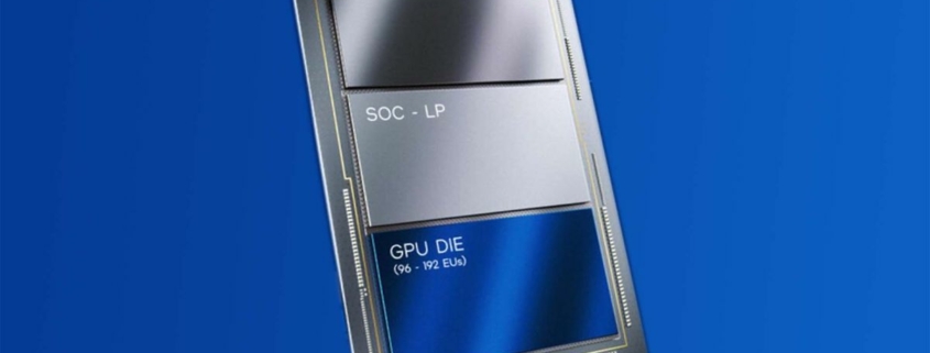 Intel Meteor Lake chip diagram render on a blue background