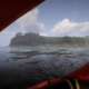 Sons of the Forest GPS locators - looking out from inside the a dinghy floating in the ocean towards the forested shore