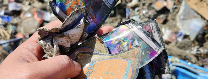 Magic: The Gathering cards thrown into a landfill and destroyed