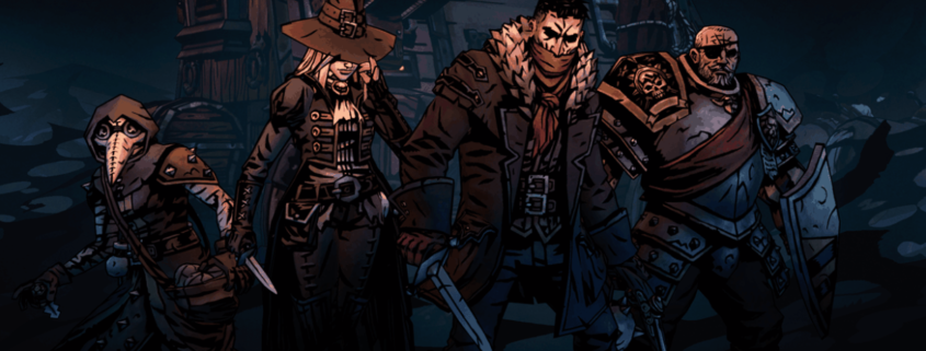 A row of adventurers from Darkest Dungeon 2.