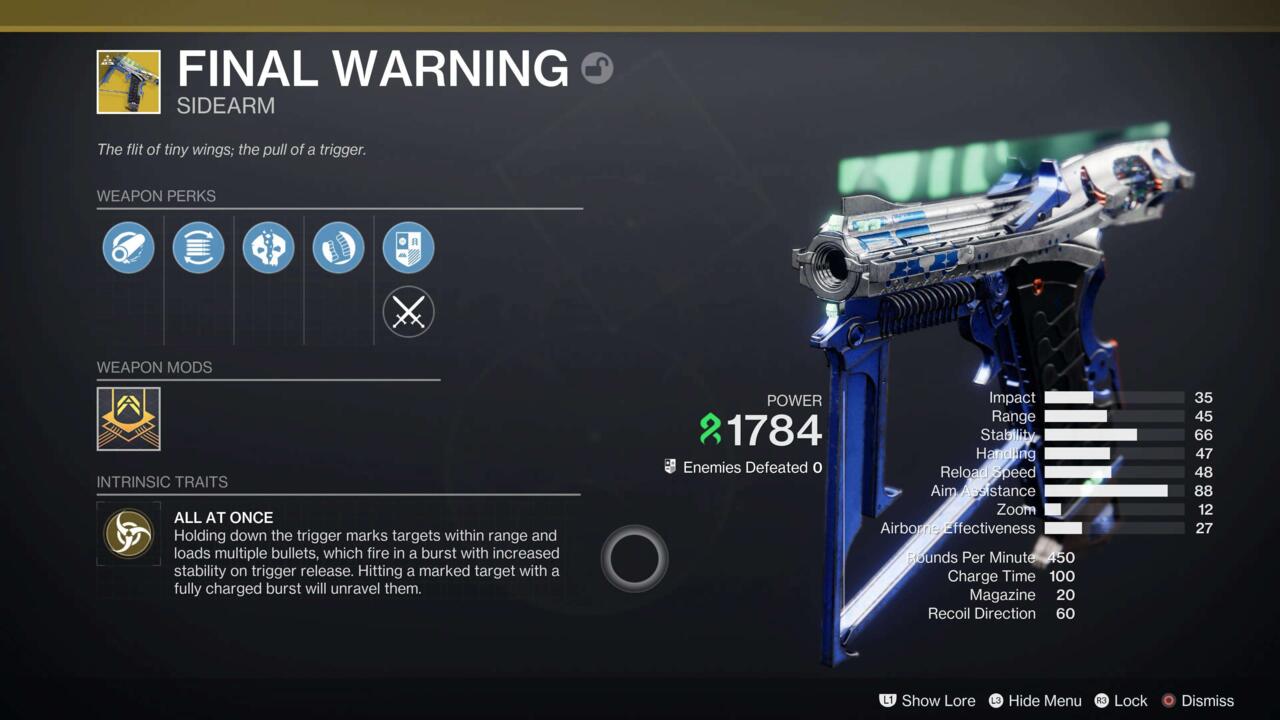 The Final Warning weapon details