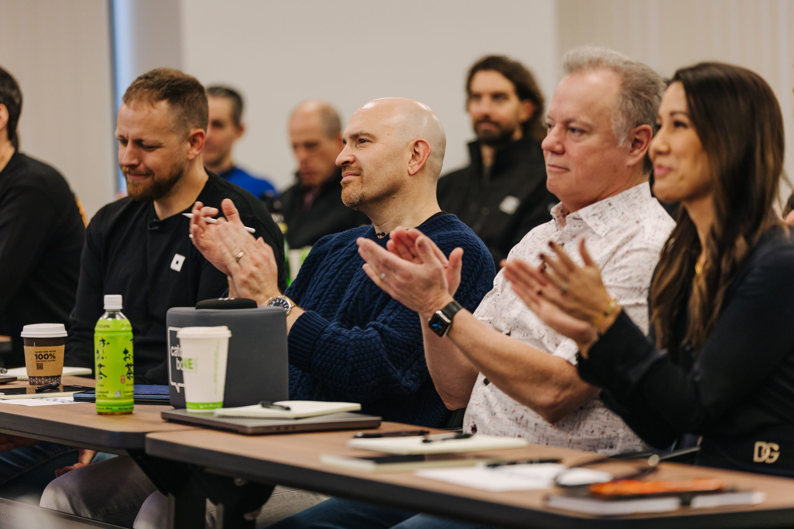 Judges watch participant presentations