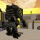 A big mech looks over a battlefield in Blockstorm.