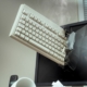 keyboard smashed through computer monitor