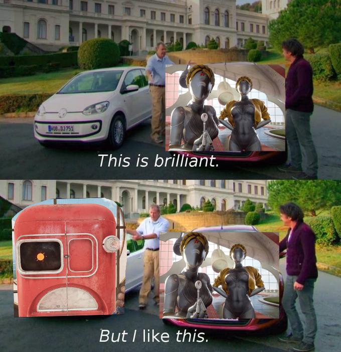 A popular meme format re-purposed to feature Atomic Heart's fridge as the preferred outcome.