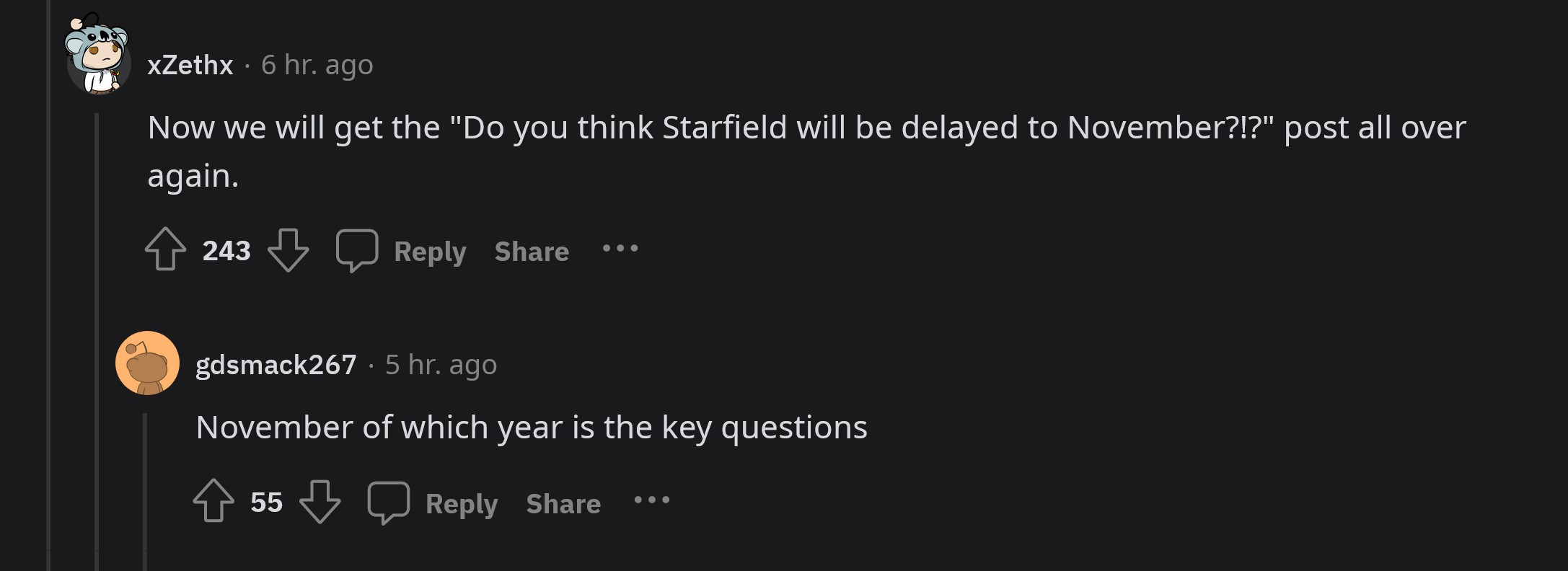 Starfield fans on Reddit worrying about another delay