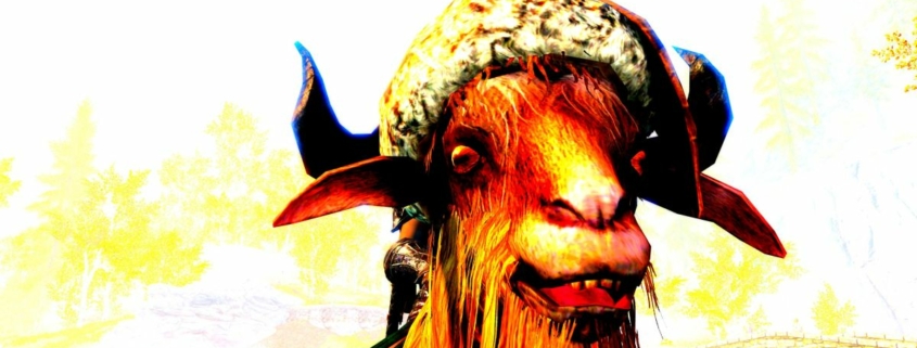 A goat in a hat, via the Skyrim on Skooma mod