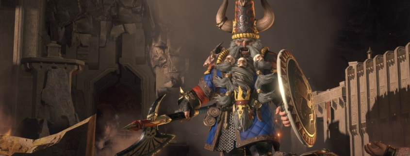 A Chaos Dwarf in a big hat with an axe