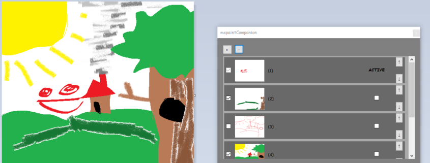 A modified version of Microsoft Paint with a layers feature