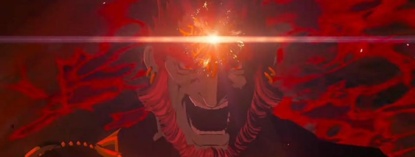 Ganondorf yelling with the gem in his forehead glowing