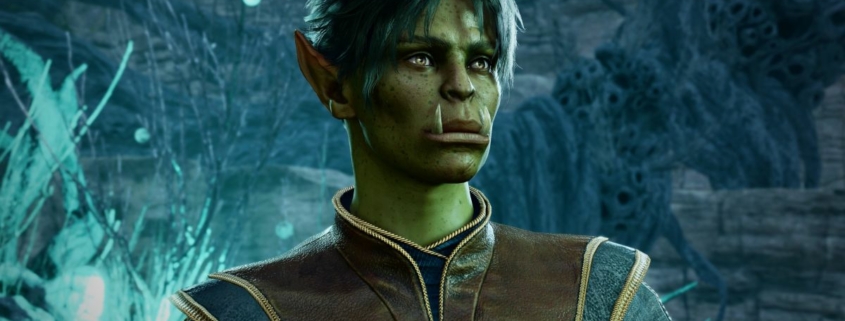 A half-orc character in Baldur