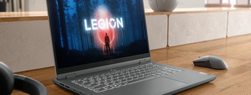 Lenovo Legion Slim 5 gaming laptop on a desk.