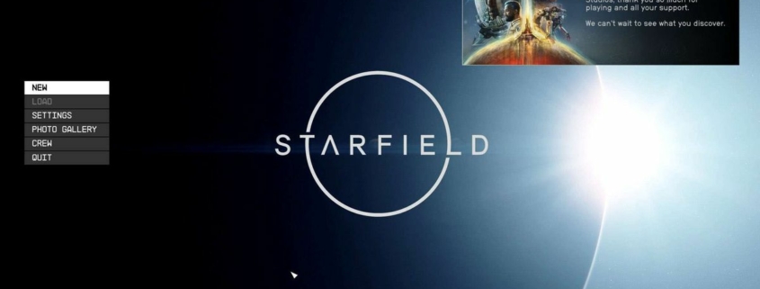 Starfield startup menu