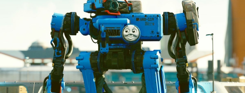 Starfield companion in a Thomas the Tank Engine skin