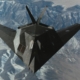 An F-117 Nighthawk in flight.