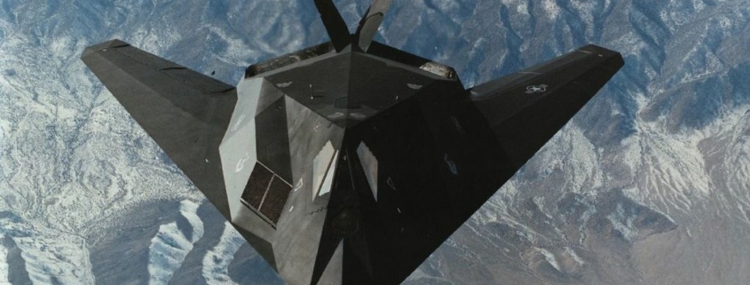 An F-117 Nighthawk in flight.