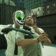 Payday 3 screenshot where a masked character holds a person hostage